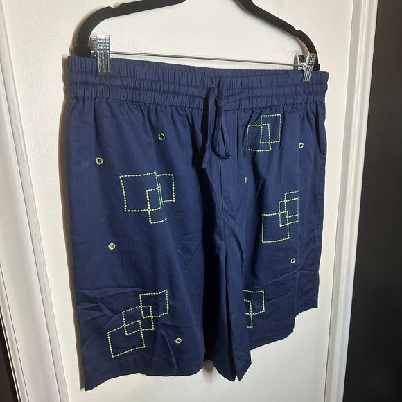 NEW Perte D'ego Men's Navy Blue Geometrical Mirror Embroidered Matching Set XXL - Picture 12 of 16